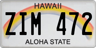 HI license plate ZIM472