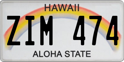 HI license plate ZIM474