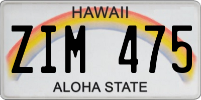 HI license plate ZIM475