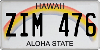 HI license plate ZIM476