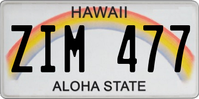 HI license plate ZIM477