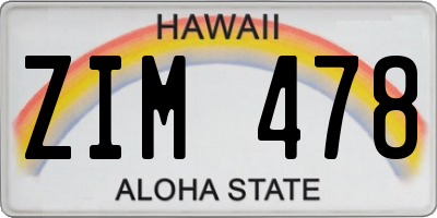 HI license plate ZIM478