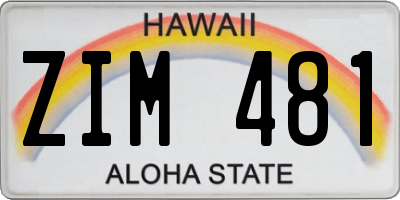 HI license plate ZIM481