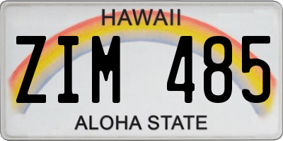 HI license plate ZIM485