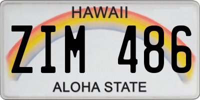 HI license plate ZIM486