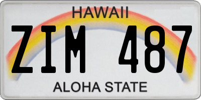 HI license plate ZIM487