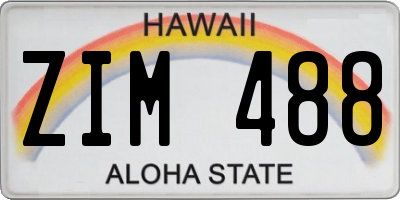HI license plate ZIM488