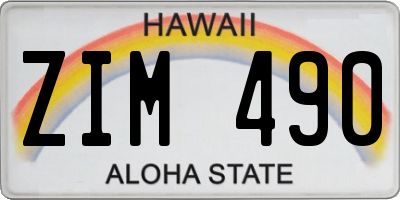 HI license plate ZIM490