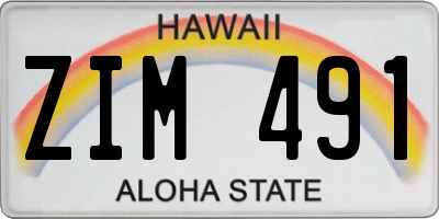 HI license plate ZIM491