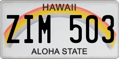 HI license plate ZIM503