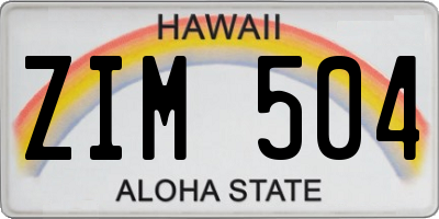 HI license plate ZIM504