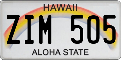 HI license plate ZIM505