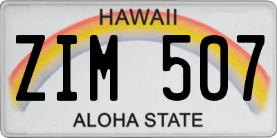HI license plate ZIM507