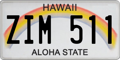 HI license plate ZIM511