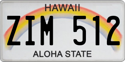 HI license plate ZIM512