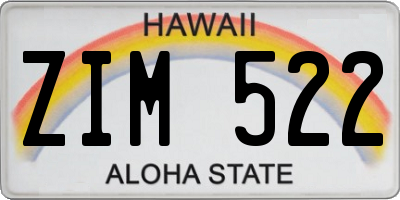 HI license plate ZIM522