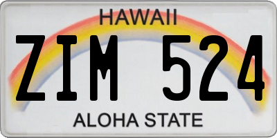 HI license plate ZIM524