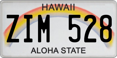 HI license plate ZIM528