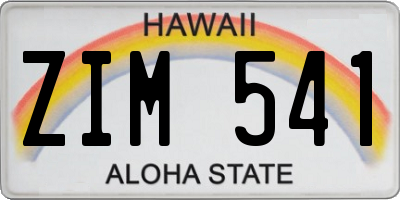 HI license plate ZIM541