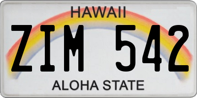 HI license plate ZIM542