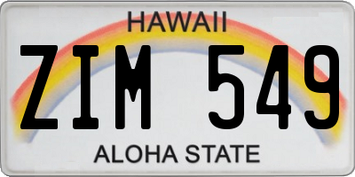 HI license plate ZIM549