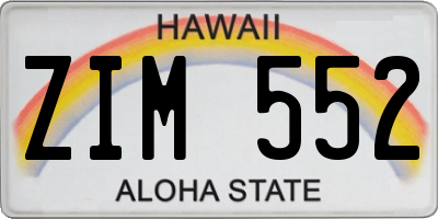 HI license plate ZIM552