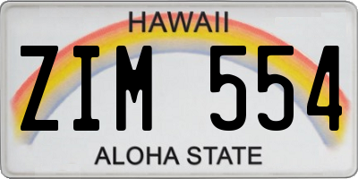 HI license plate ZIM554