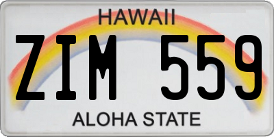 HI license plate ZIM559