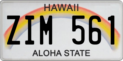 HI license plate ZIM561