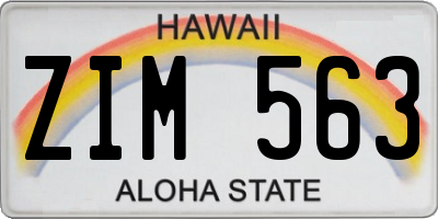 HI license plate ZIM563