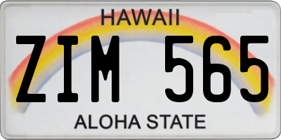 HI license plate ZIM565