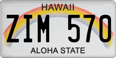 HI license plate ZIM570