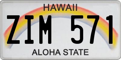 HI license plate ZIM571