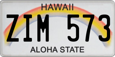 HI license plate ZIM573
