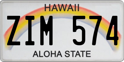 HI license plate ZIM574