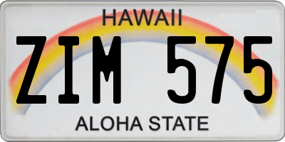 HI license plate ZIM575