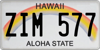 HI license plate ZIM577