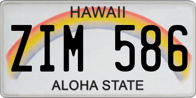 HI license plate ZIM586