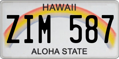 HI license plate ZIM587