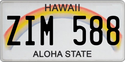 HI license plate ZIM588