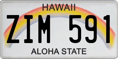 HI license plate ZIM591