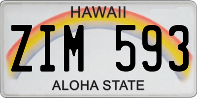 HI license plate ZIM593