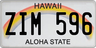 HI license plate ZIM596