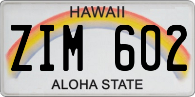HI license plate ZIM602