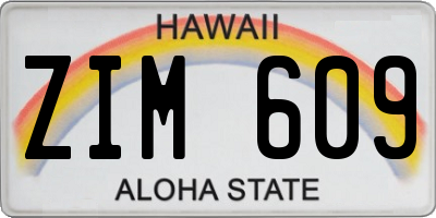 HI license plate ZIM609