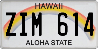 HI license plate ZIM614