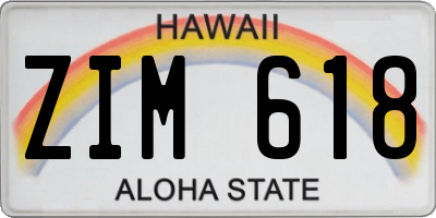 HI license plate ZIM618