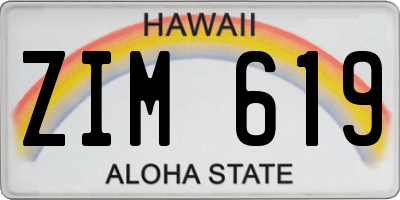 HI license plate ZIM619