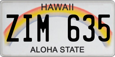HI license plate ZIM635