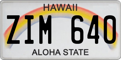 HI license plate ZIM640